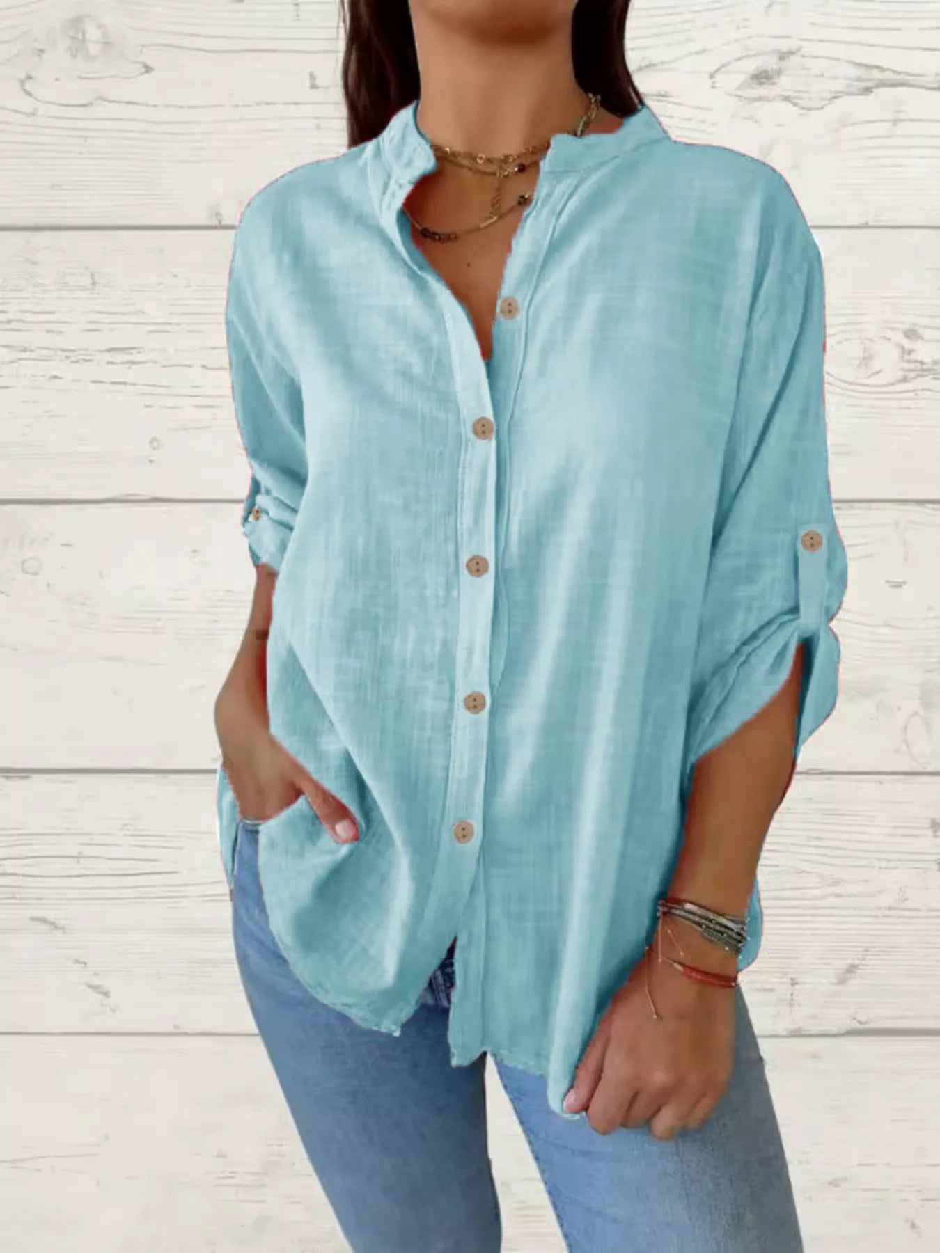 Chemise Manches Retroussées Grande Taille - Élégance District