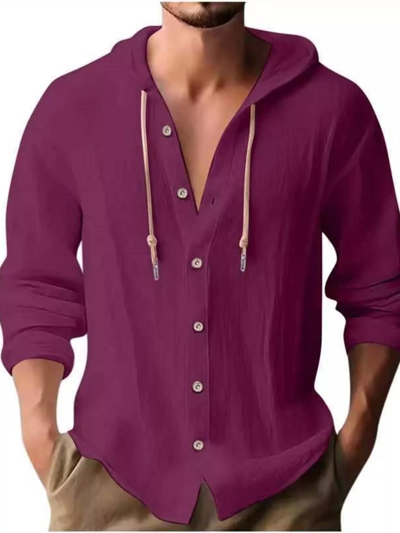 Chemise Homme Capuche Boutonnée Grande Taille Elégance District