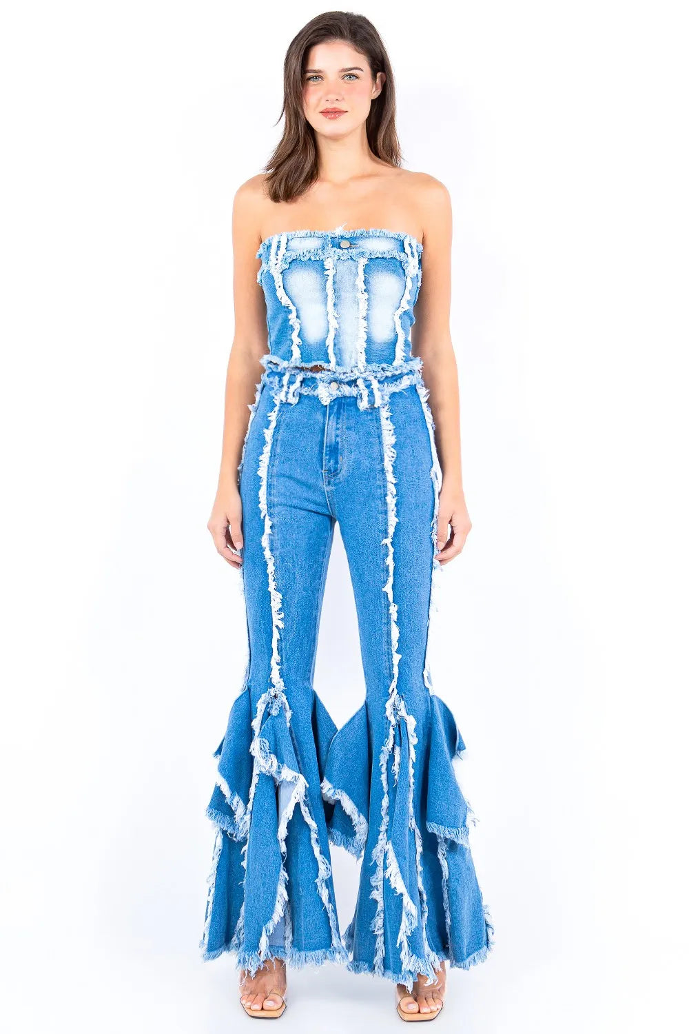 Corset en denim à bords effilochés American Bazi Elégance District