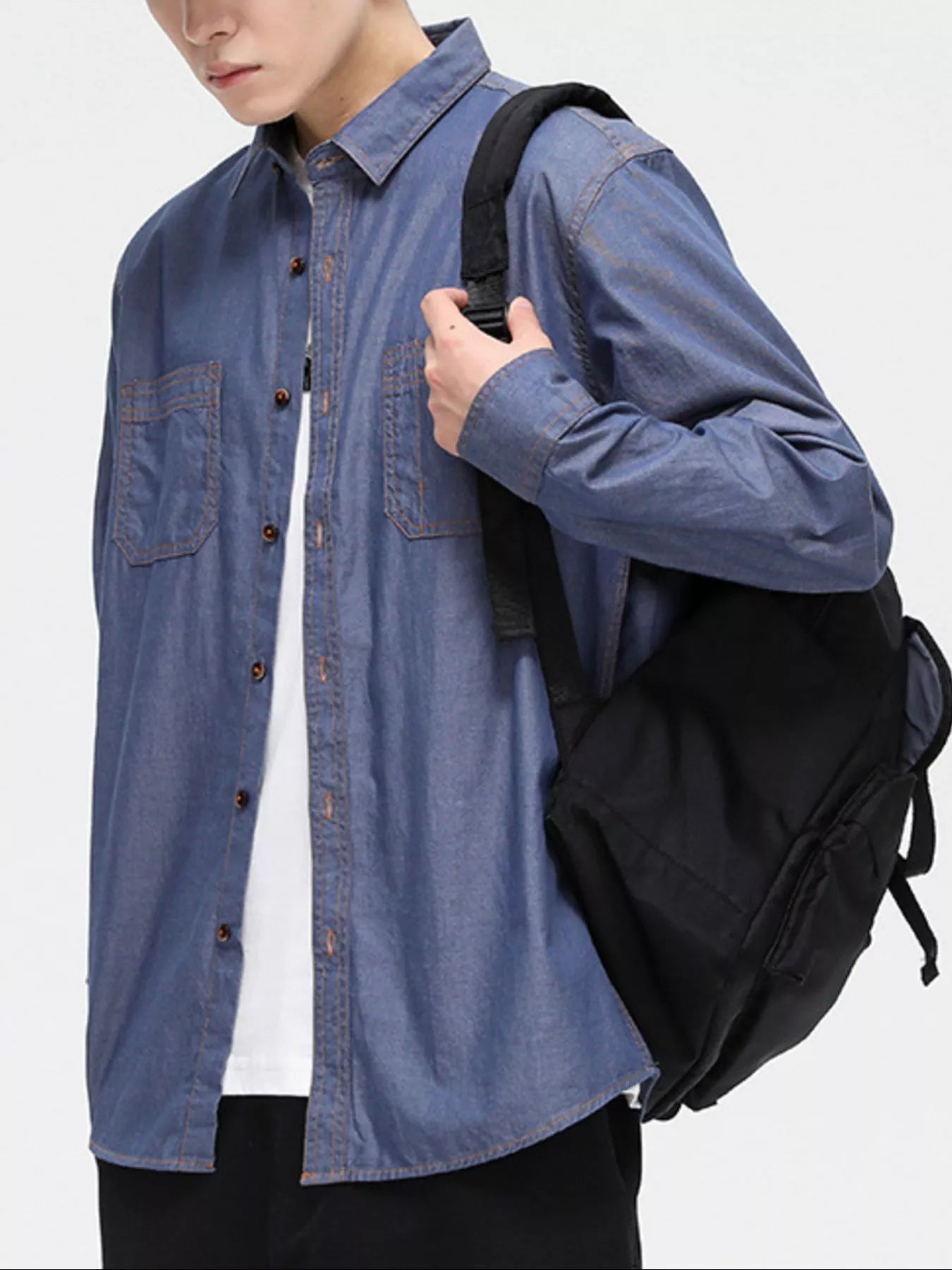 Chemise à manches longues boutonnée, grandes tailles Elégance District