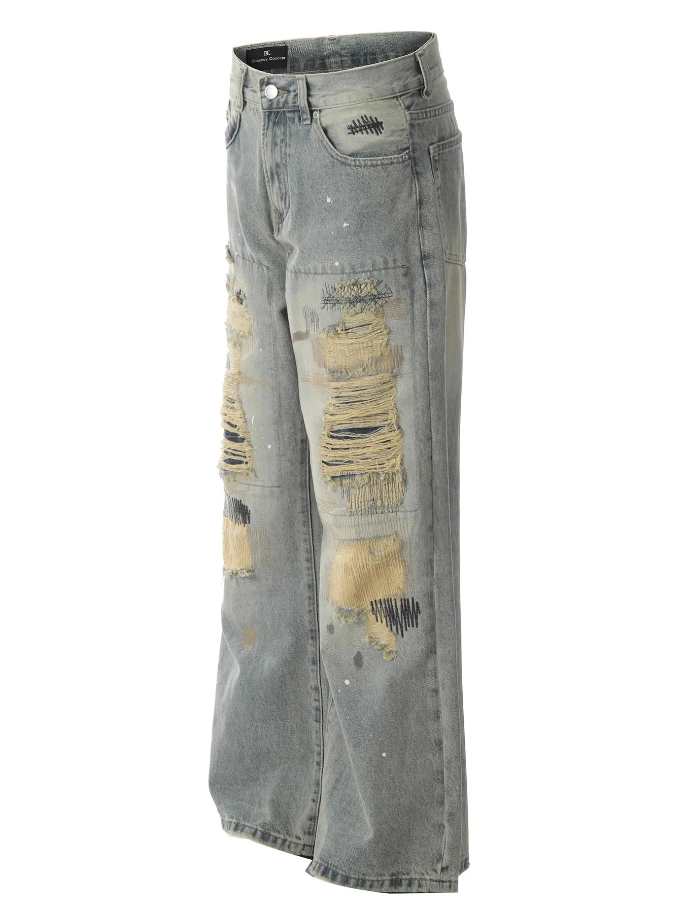 Jean vintage délavé à jambes larges pour homme   Elégance District
