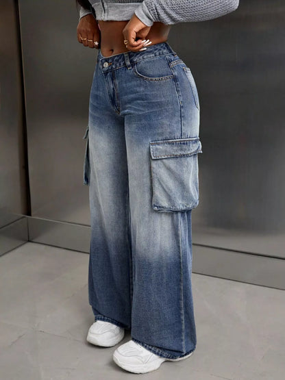 Jean cargo vintage à jambes larges    Elégance District