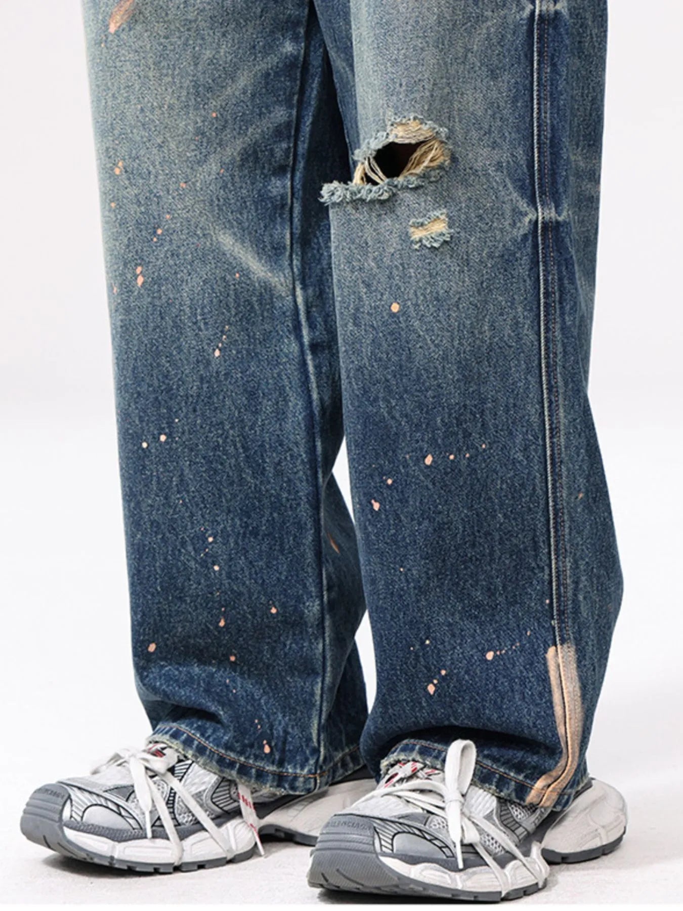 Jean vintage à jambes larges et effet usé  grandes tailles  Elégance District