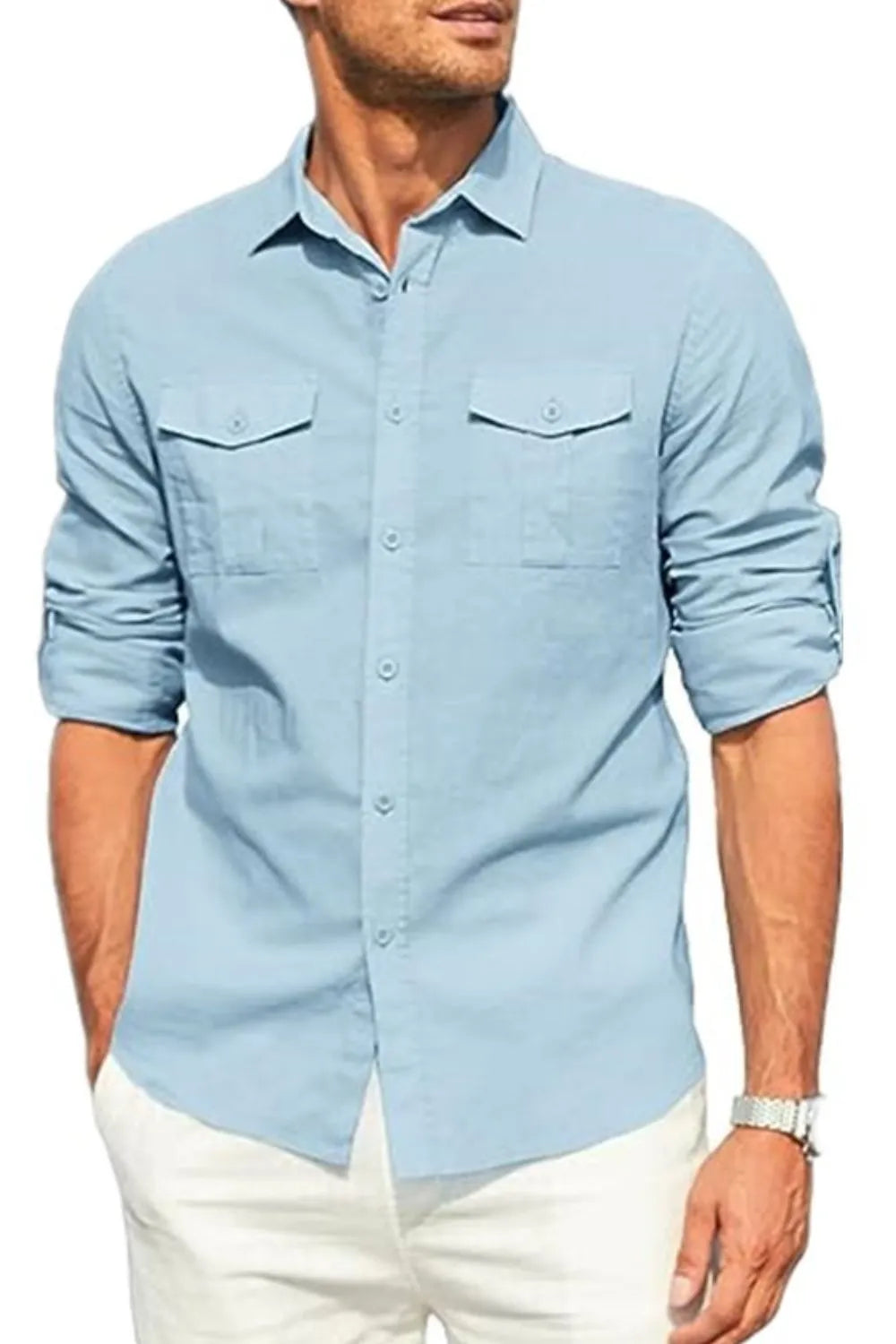 Chemise à manches longues boutonnée pour homme grande taille    Elégance District