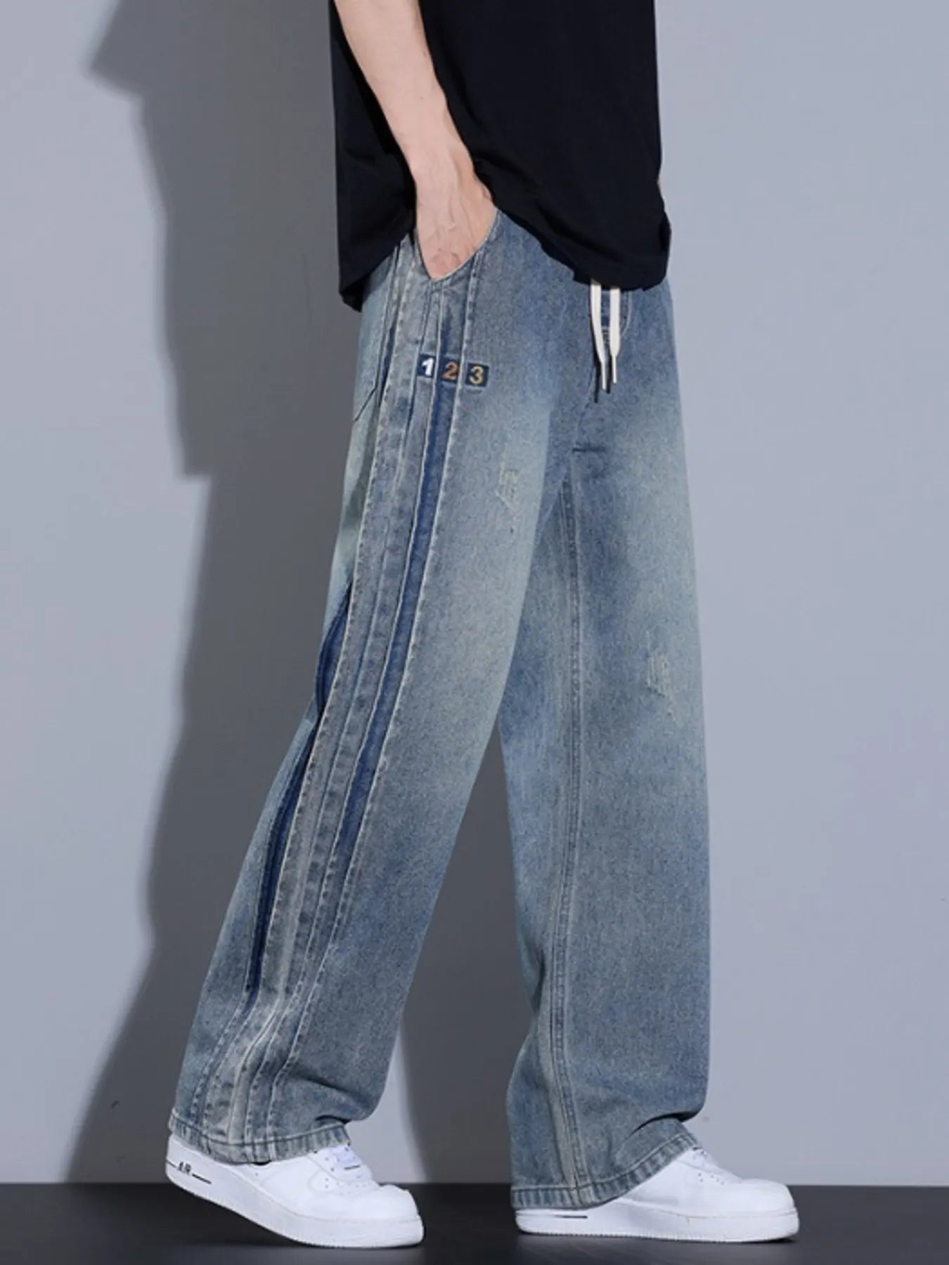 Jeans à jambes larges pour hommes, grandes tailles  Elégance District