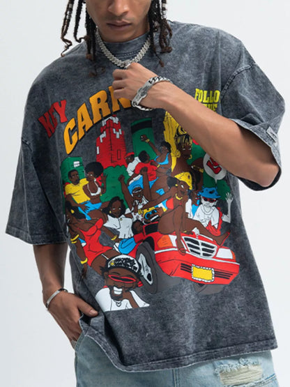 T-shirt à manches courtes et col rond pour homme avec motif graphique