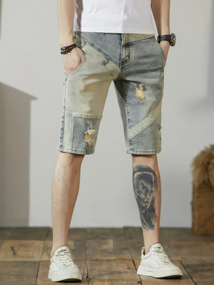 Short jean délavé et usé pour homme   Elégance District