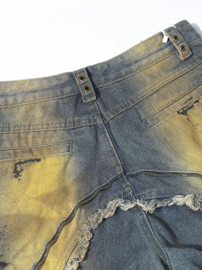 Jean cargo homme effet usé avec déchirures artistiques   Elégance District