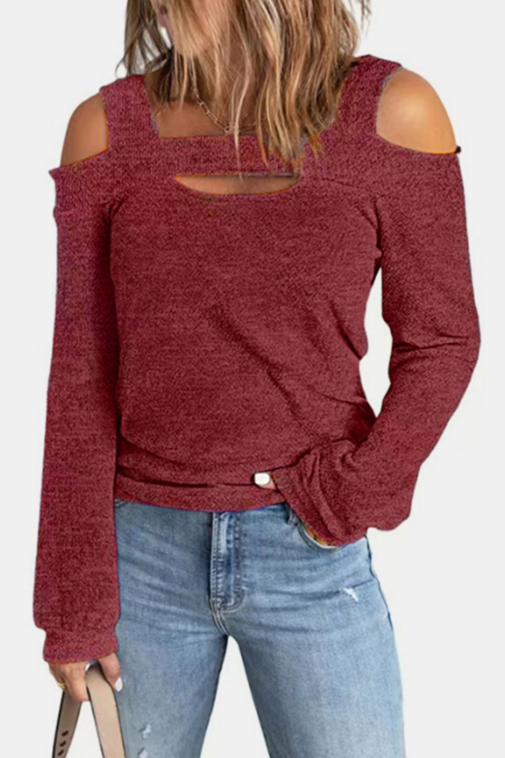 Blouse épaules dénudées à découpes intégrales - Élégance District 