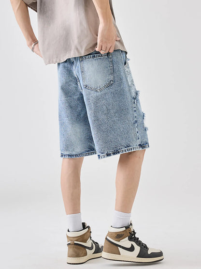Short jean délavé pour homme, grandes tailles    Elégance District