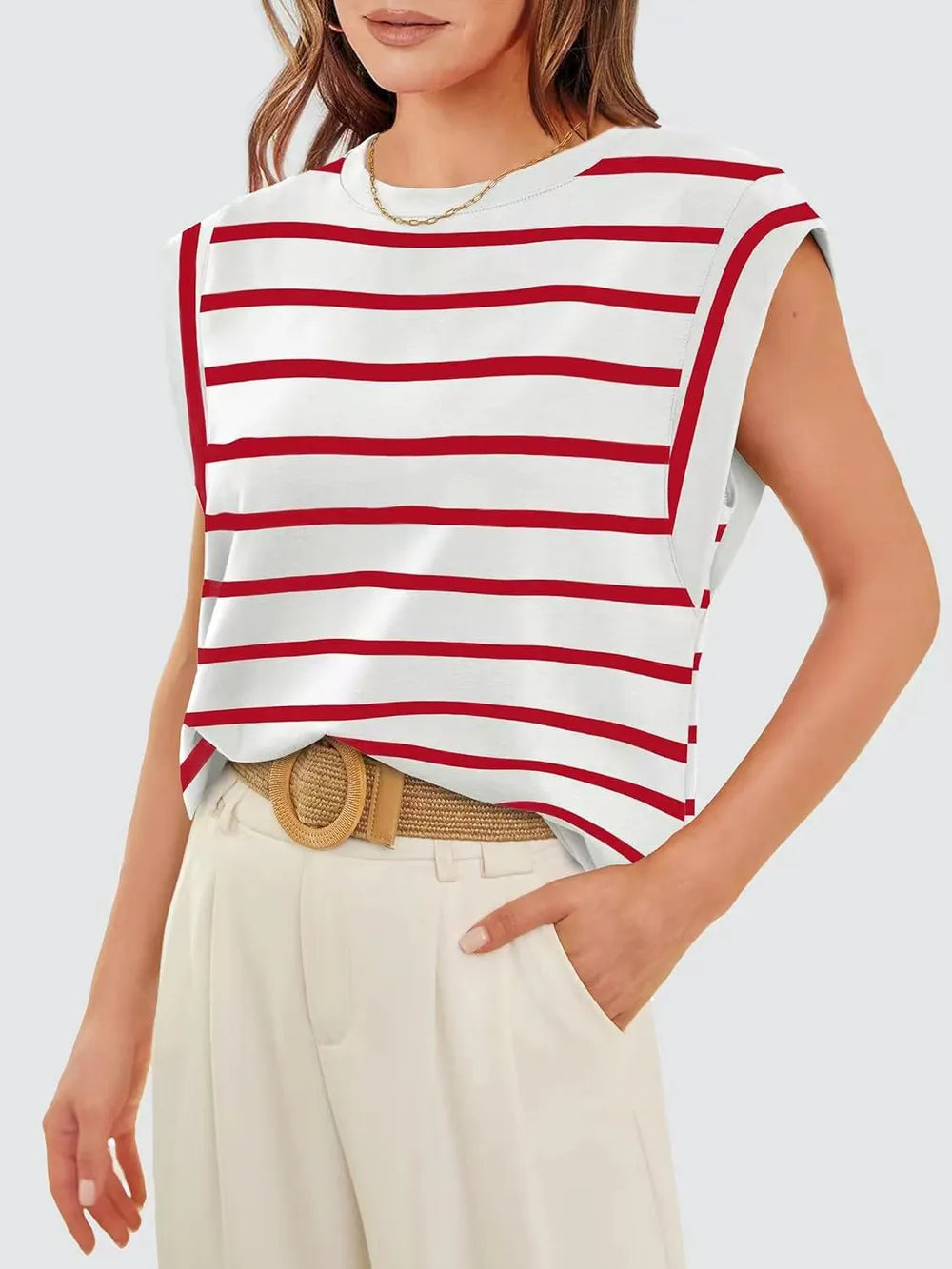 T-shirt Rayé Femme Col Rond - Élégance District