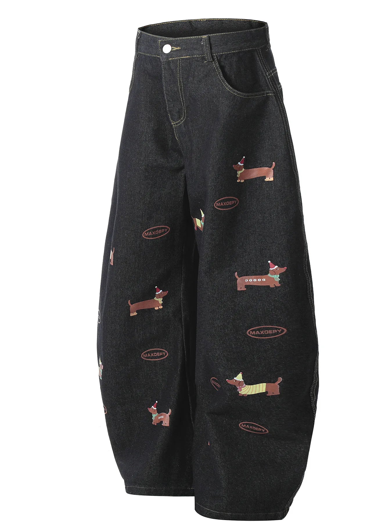 Jean à jambes larges pour homme avec motif chien  Elégance District