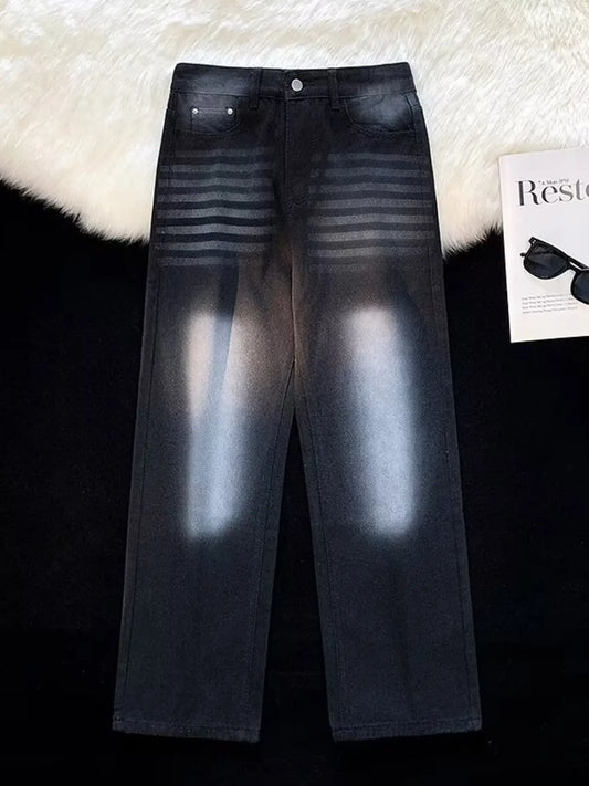 Jean homme grande taille, jambes larges, délavage standard   Elégance District