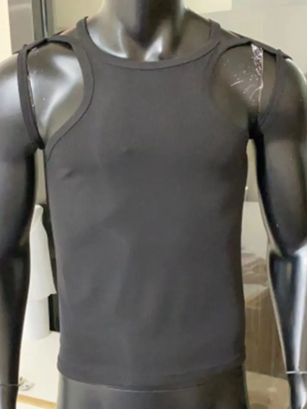 Débardeur homme à col rond et découpes grande taille    Elégance District