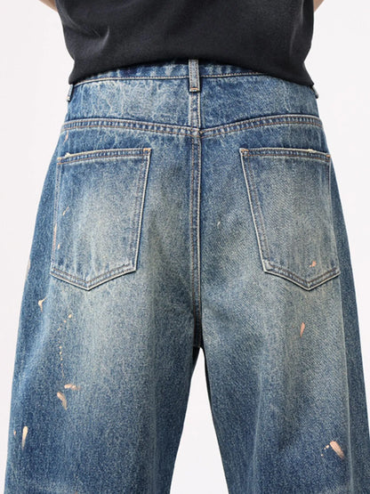 Jean vintage à jambes larges et effet usé  grandes tailles  Elégance District