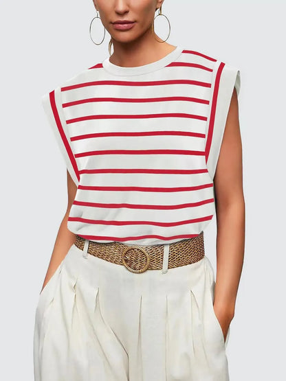 T-shirt Rayé Femme Col Rond - Élégance District
