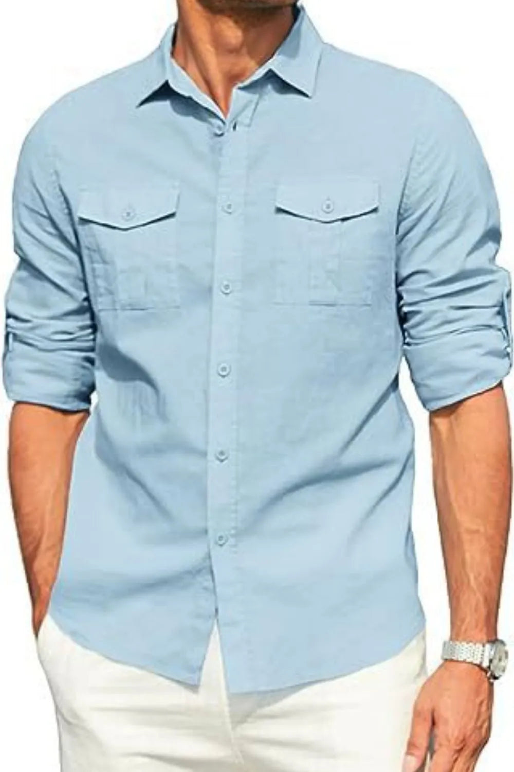 Chemise à manches longues boutonnée pour homme grande taille    Elégance District