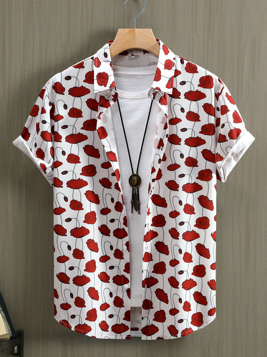 Chemise à manches courtes boutonnée à fleurs pour homme   Elégance District