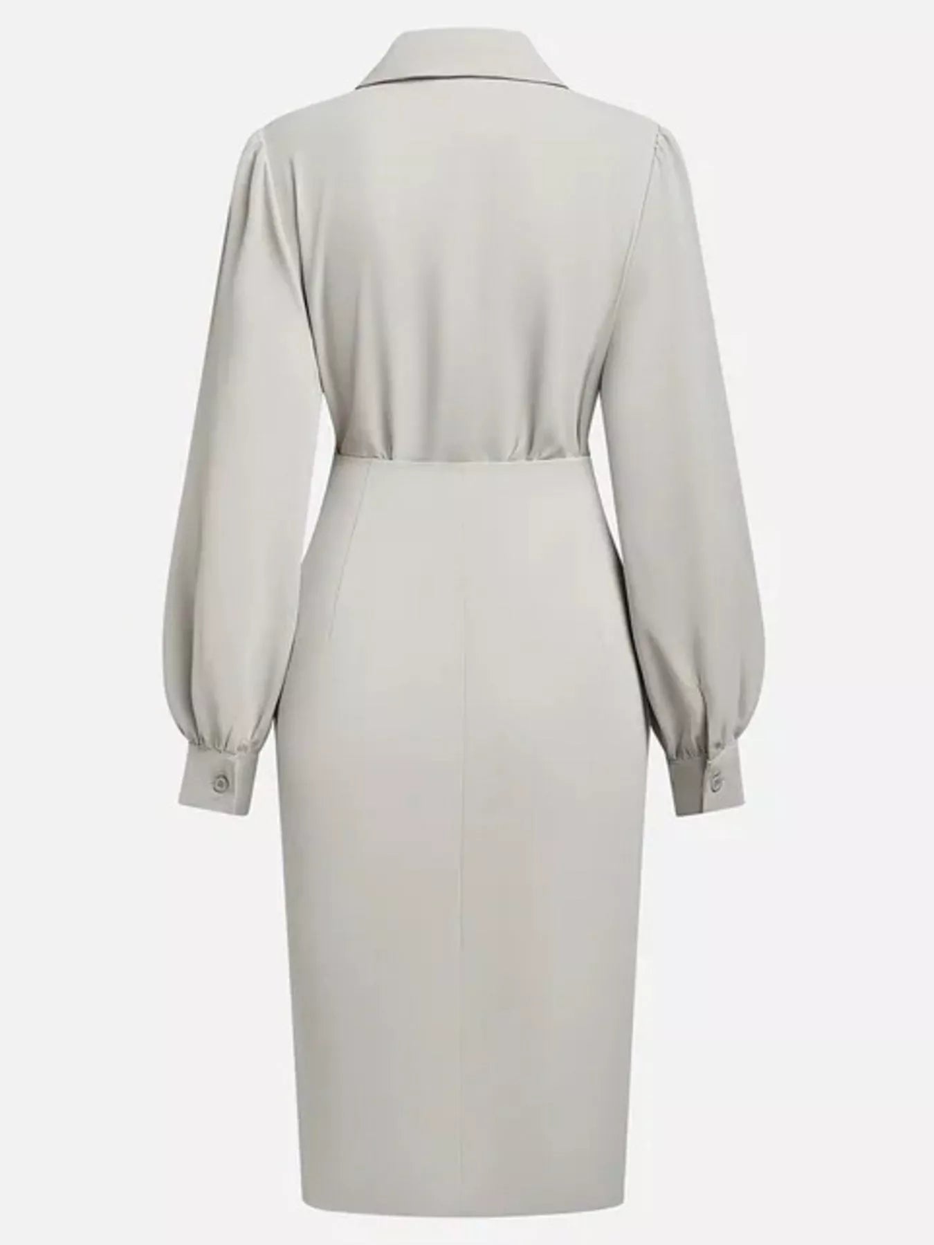 Robe chemise midi froncée avec fente latérale  Elégance District