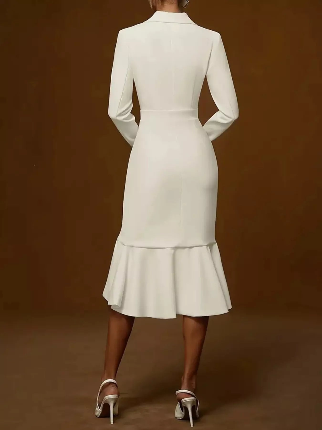 Robe blazer midi à manches longues et ourlet volanté   Elégance District