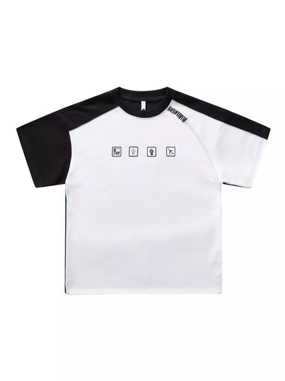 T-shirt décontracté à manches contrastées pour homme, grandes tailles