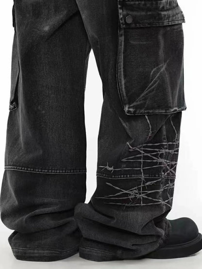 Jean cargo à jambes larges pour hommes  Elégance District