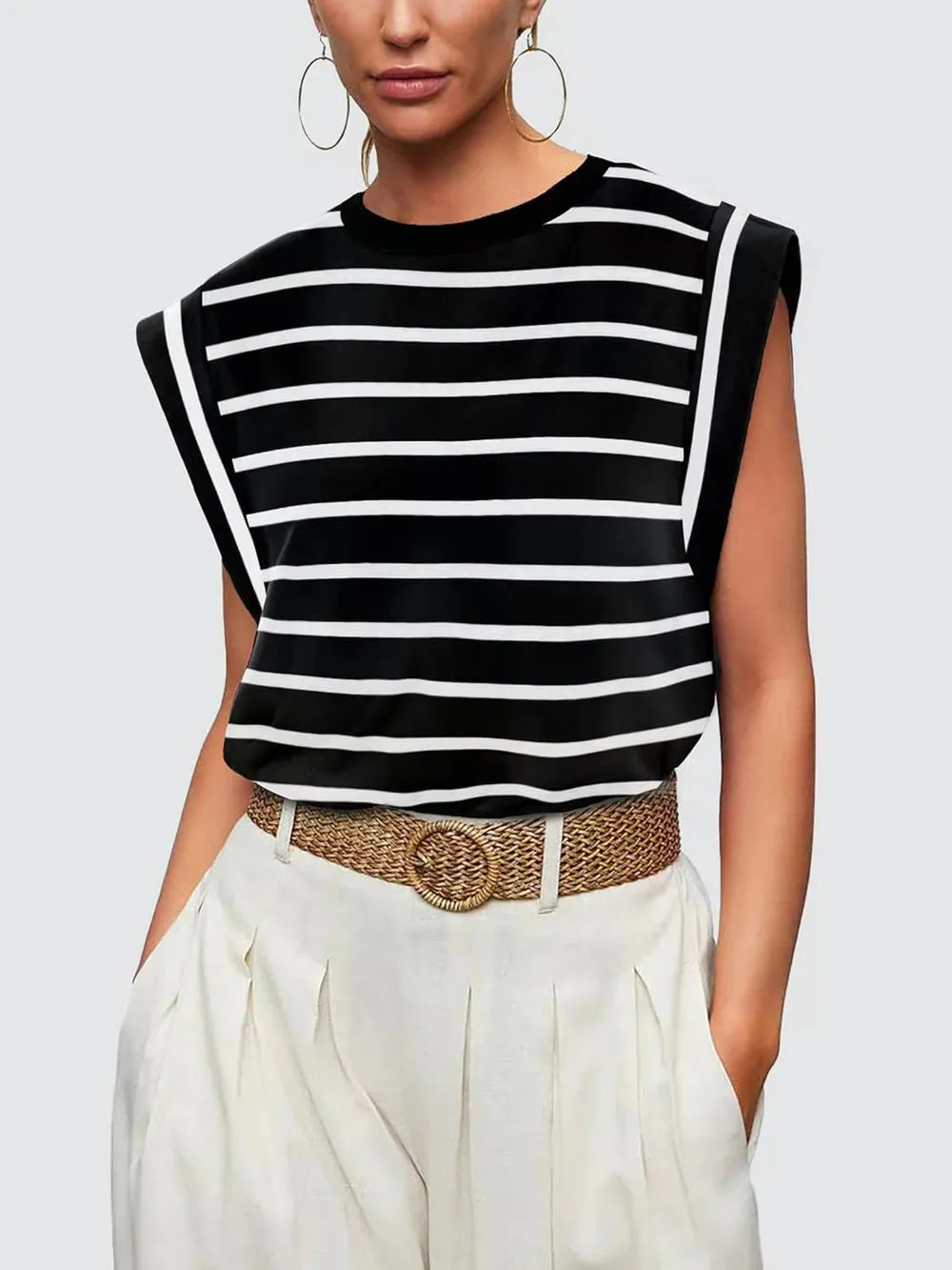 T-shirt Rayé Femme Col Rond - Élégance District