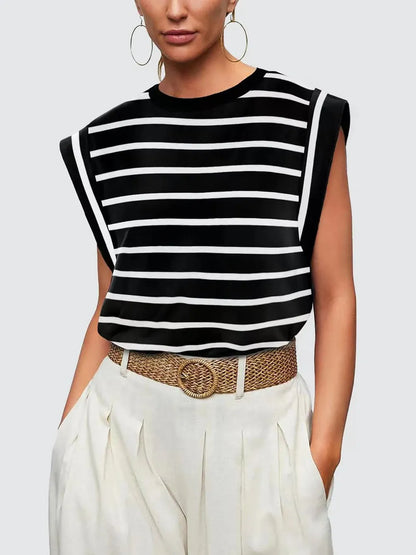 T-shirt Rayé Femme Col Rond - Élégance District
