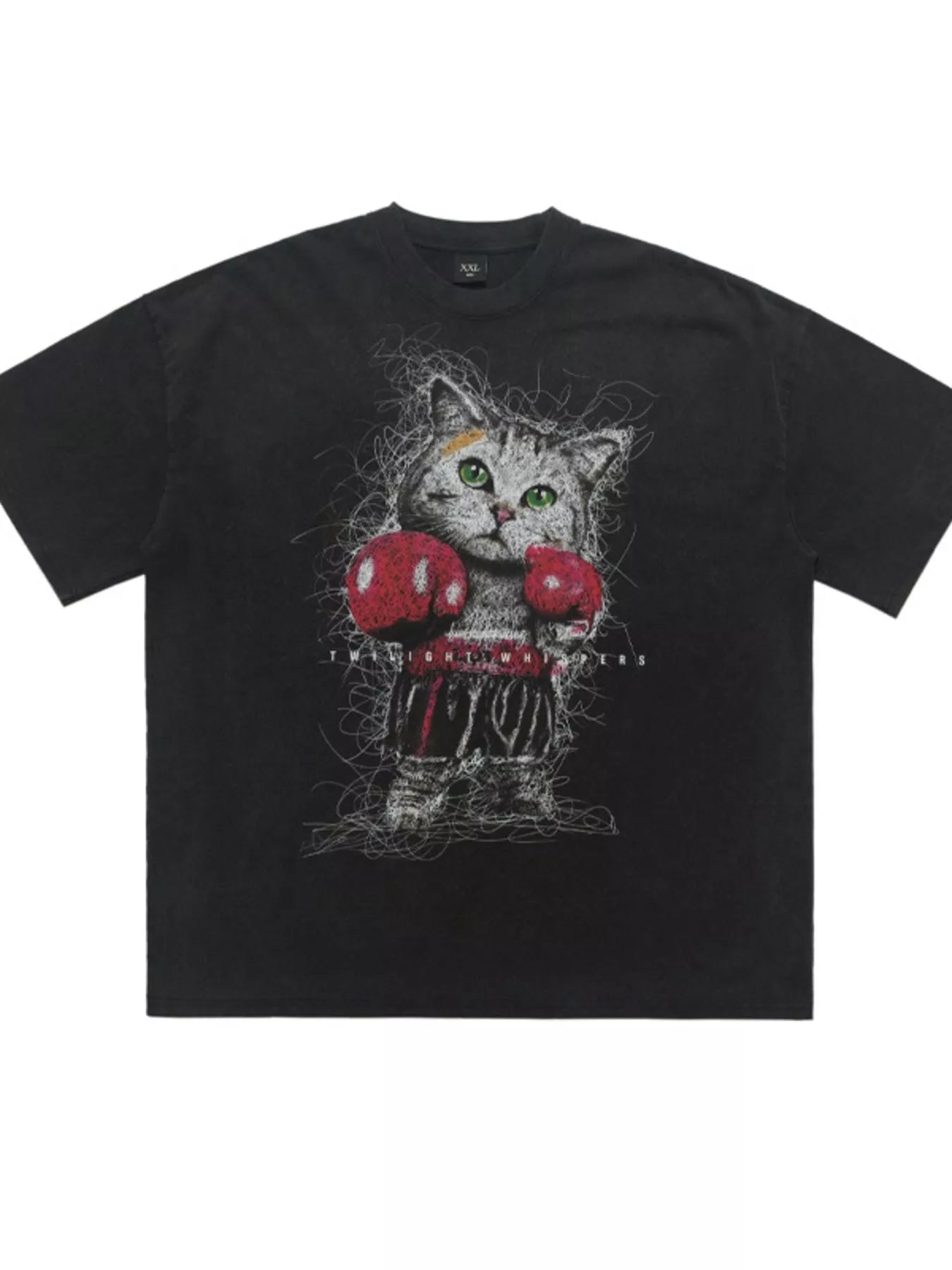 T-shirt homme à motif chat, délavage vintage   Elégance District
