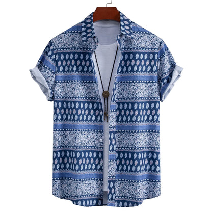 Chemise à manches courtes à imprimé géométrique pour homme grande taille