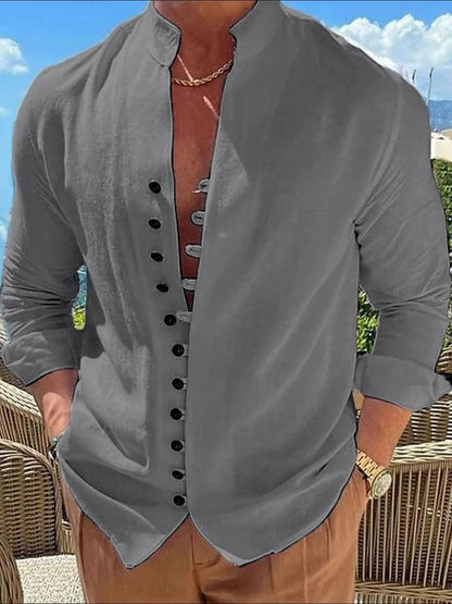 Chemise à manches longues boutonnée pour homme, grandes tailles    Elégance District