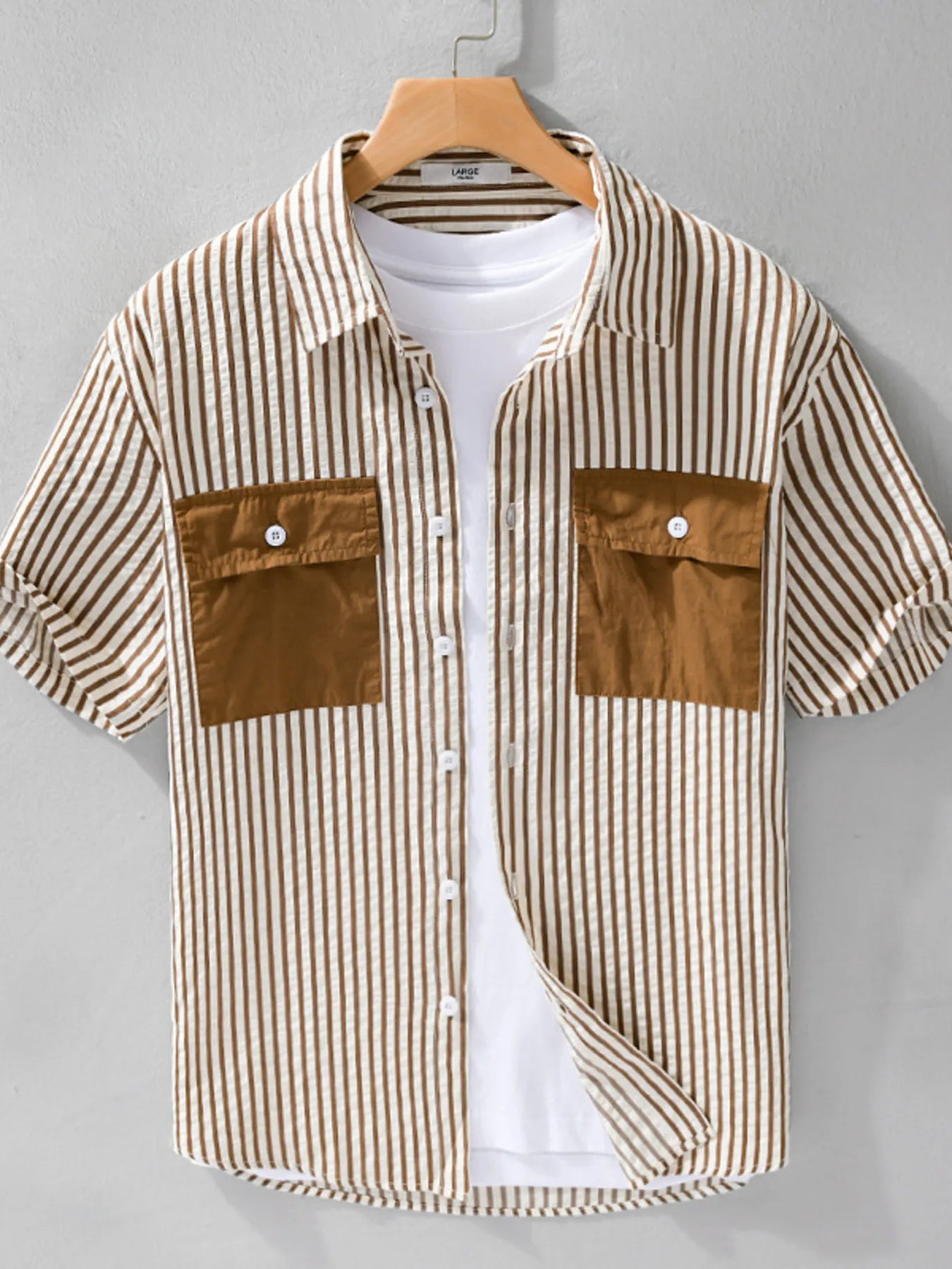 Chemise rayée à manches courtes pour homme grande taille   Elégance District