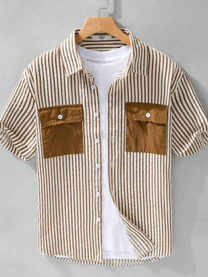 Chemise rayée à manches courtes pour homme grande taille   Elégance District