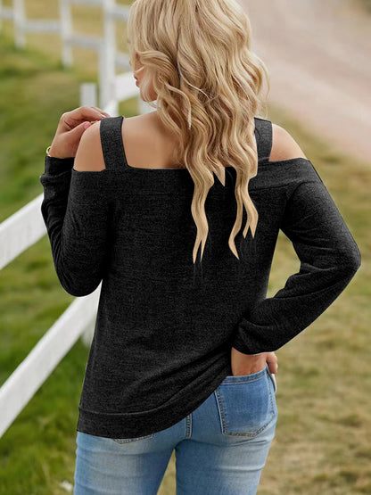 Blouse épaules dénudées à découpes intégrales - Élégance District 