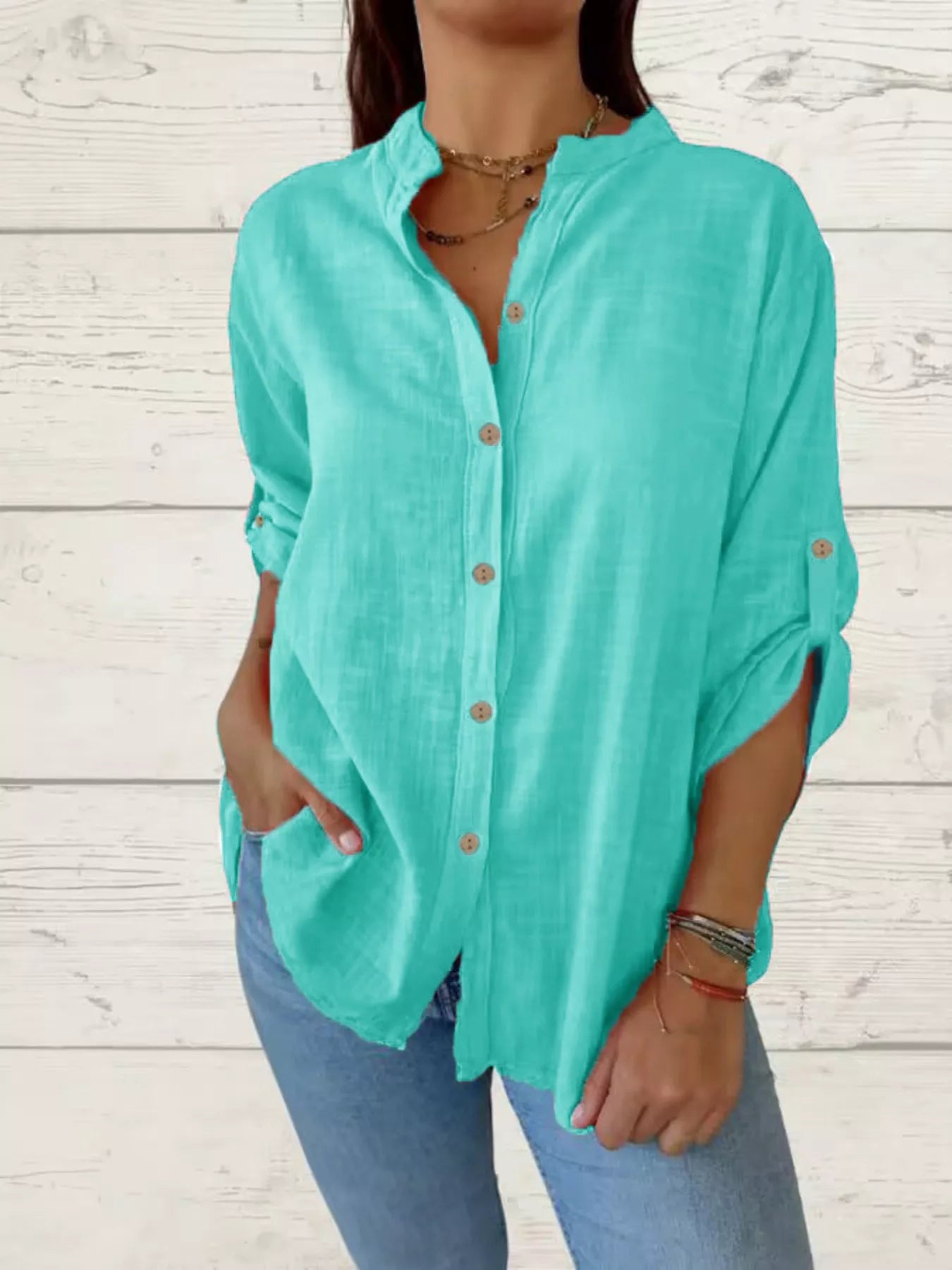 Chemise Manches Retroussées Grande Taille - Élégance District