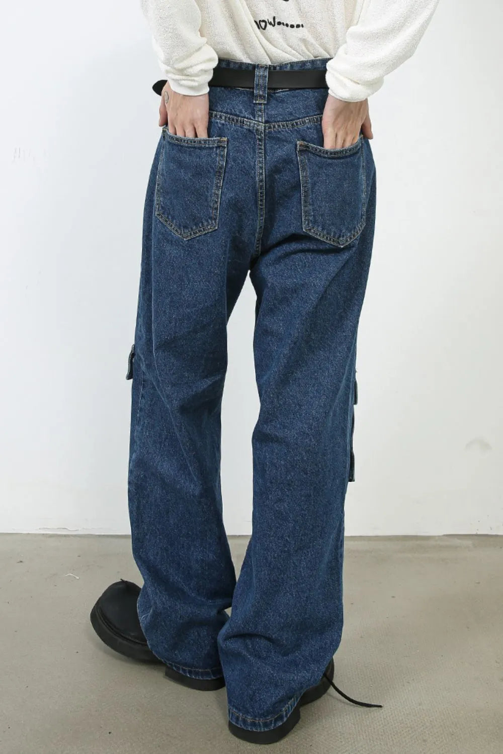 Jean homme taille mi-haute avec poches cargo   Elégance District