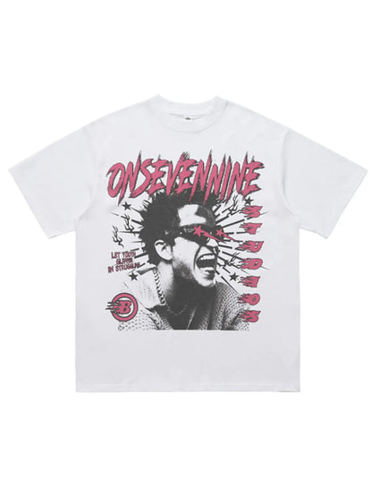 T-shirt oversize à col rond avec motif graphique    Elégance District
