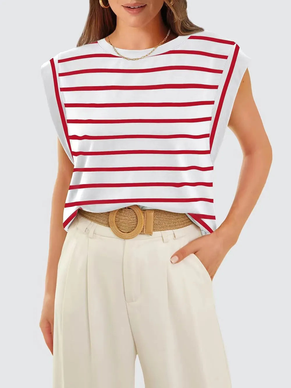 T-shirt Rayé Femme Col Rond - Élégance District