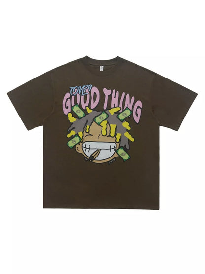 T-shirt décontracté à col rond avec motif graphique   Elégance District