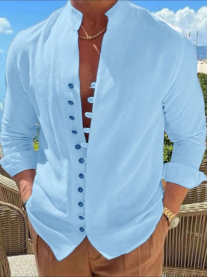 Chemise à manches longues boutonnée pour homme, grandes tailles    Elégance District