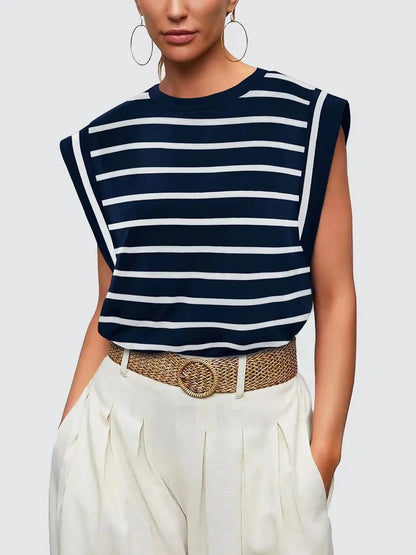 T-shirt Rayé Femme Col Rond - Élégance District