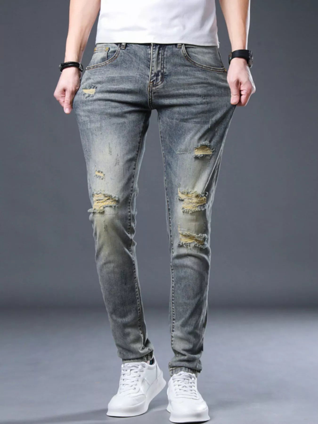 Jeans slim délavés pour hommes   Elégance District