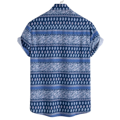 Chemise à manches courtes à imprimé géométrique pour homme grande taille