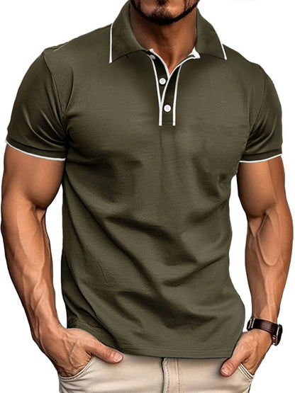 Polo homme coupe ajustée avec finitions contrastées   Elégance District