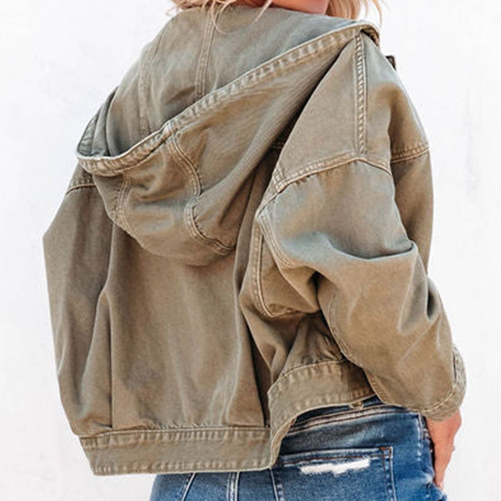 Veste  jean à capuche et épaules tombantes   Elégance District