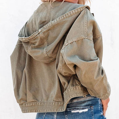 Veste  jean à capuche et épaules tombantes   Elégance District