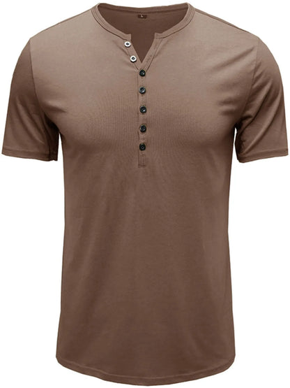 Polo Henley classique à manches courtes pour homme    Elégance District