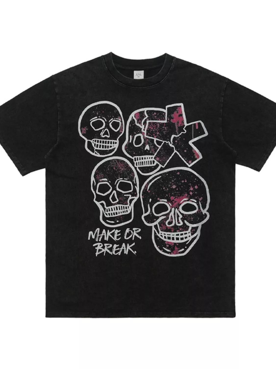 T-shirt à manches courtes et col rond avec motif tête de mort  