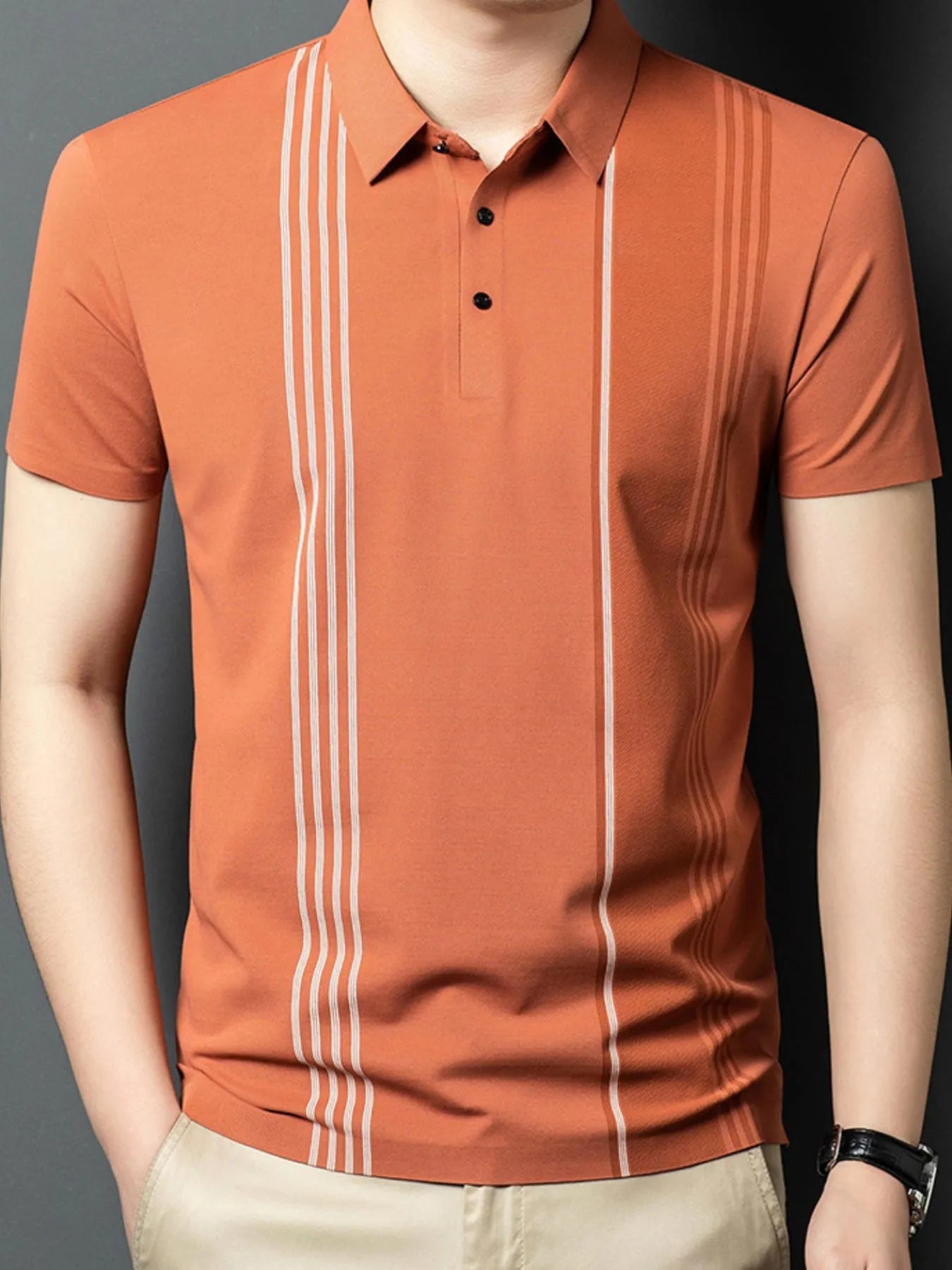Polo à manches courtes contrastées pour homme grande taille   Elégance District