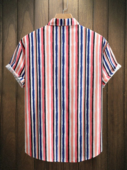 Chemise rayée à manches courtes pour homme    Elégance District